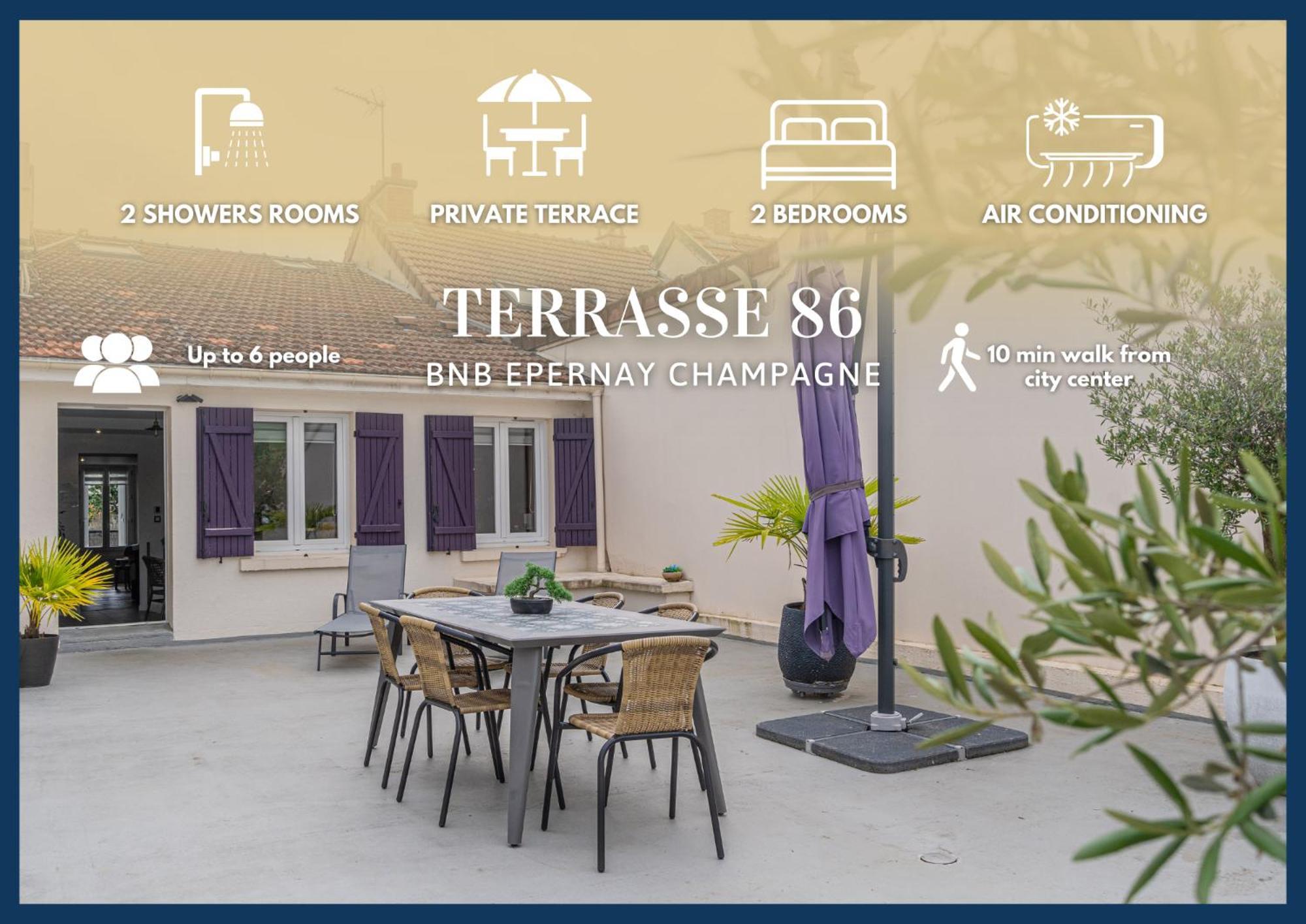 Terrasse 86 - Terrasse & Climatisation - 4-6 Personnes - Bnb Epernay Bagian luar foto